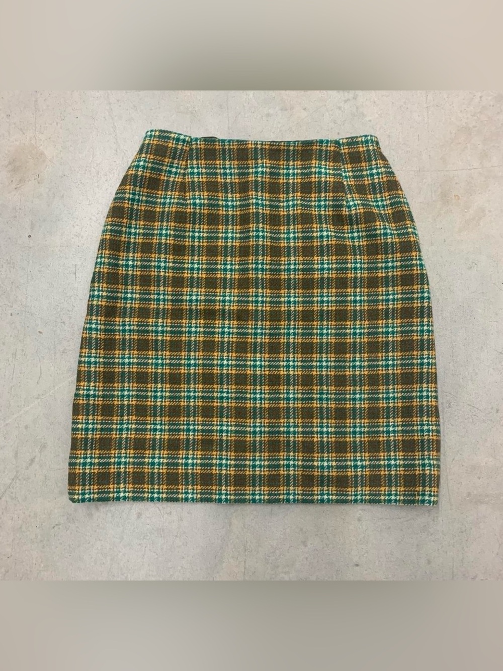 Vintage Plaid Tweed Pencil Skirt